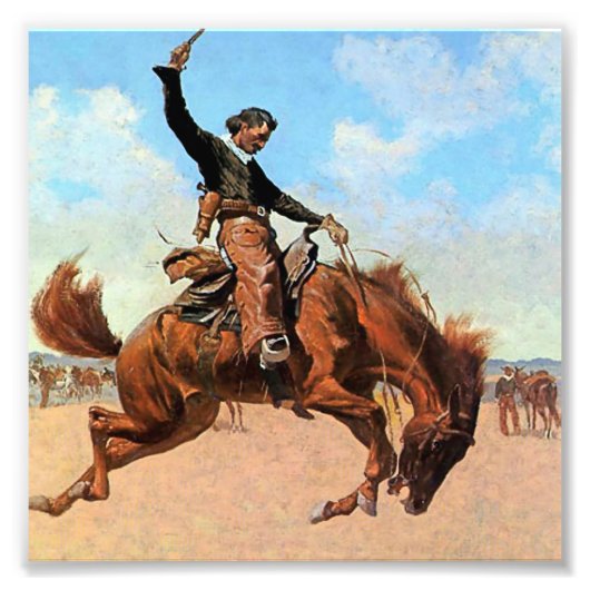 Impression Photo Frederic Remington Art Occidental "The Buck Jumper (Devant)