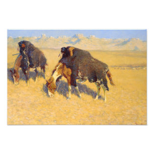 Impression Photo Frederic Remington - Indiens simulant le bison