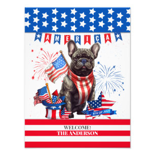 Impression Photo French Bulldog Happy 4 juillet Amérique patriotiqu