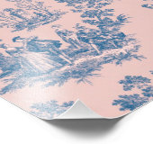 Impression Photo French toile de jouy bleu et rose élégant (Coin)