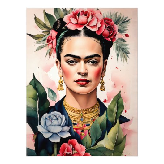 Impression Photo Frida Kahlo Portrait with Flowers (Devant)