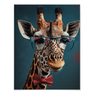 Impression Photo Funky Giraffe Hipster Funky Portraits d'animaux