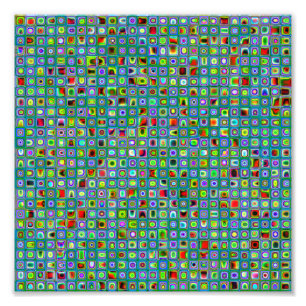 Impression Photo Funky Turquoise texturé mosaïque Motif
