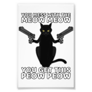 Impression Photo Funny Cat With Guns You Mess With The Meow