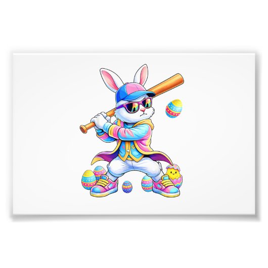 Impression Photo Funny Tie Dye Rabbit Baseball Easter Bunny Men Boy (Devant)