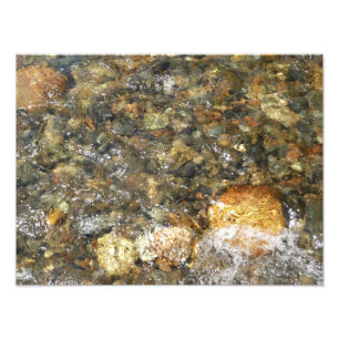 Impression Photo Galets brun et gris usés par la rivière Abstrait n