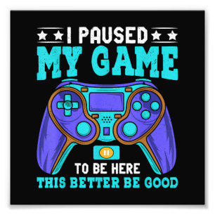 Impression Photo Gamer Shirt Boys Hommes Enfants Ados A Interrompu