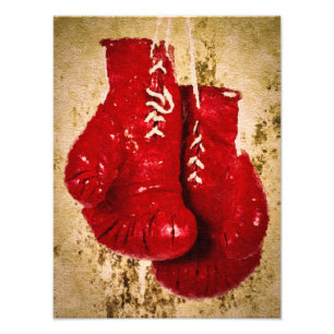 Impression Photo Gants de boxe de couleur rouge peinture