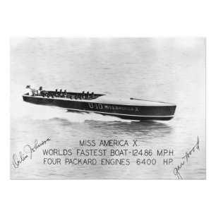 Impression Photo Gar Wood Racing Miss America X "Autographed"