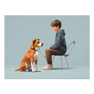 Impression Photo Garçon avec art chien