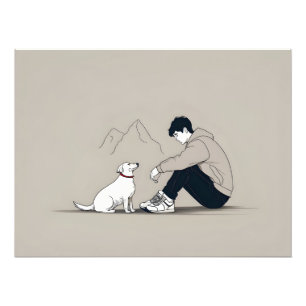 Impression Photo Garçon avec art chien