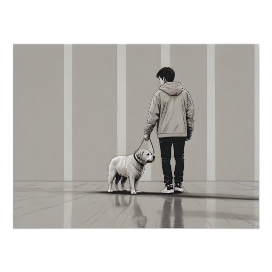 Impression Photo Garçon avec art chien (Devant)