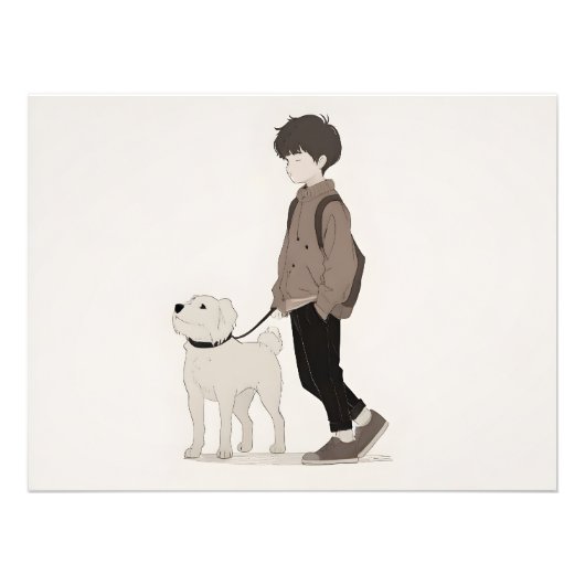 Impression Photo Garçon avec art chien (Devant)