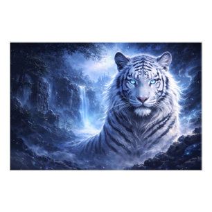 Impression Photo Garde du Tigre Blanc au Clair de Lune – Esprit de
