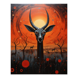 Impression Photo Gazelle - Deux soleils au coucher du soleil