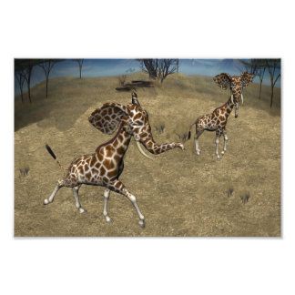 Impression Photo Giraffes d'éléphants mignons