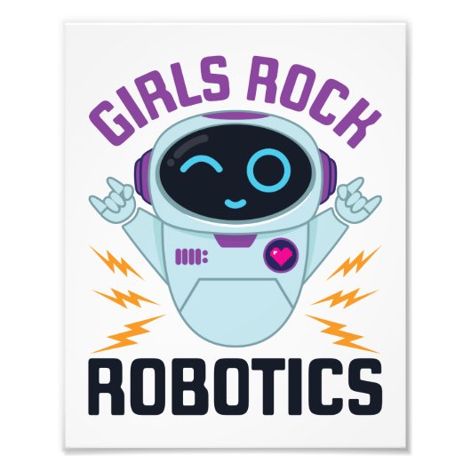 Impression Photo Girls Rock Robotics Cute Robot Team Femmes (Devant)