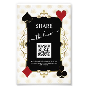 Impression Photo Glam Gold Casino Partagez l'amour QR Code Mariage