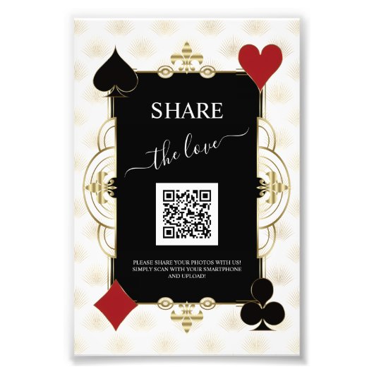 Impression Photo Glam Gold Casino Share The Love QR Code Wedding (Devant)