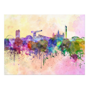 Impression Photo Glasgow skyline in background watercolor