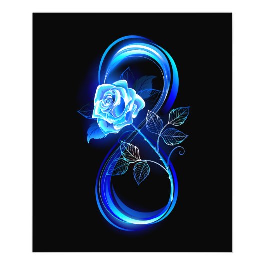 Impression Photo Glowing infinity with blue rose (Devant)