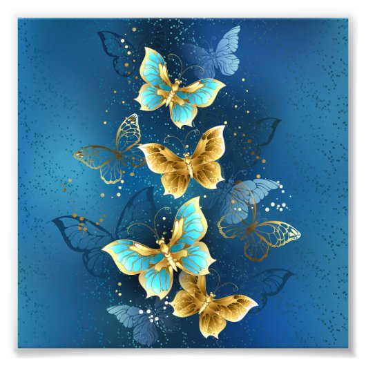 Impression Photo Golden butterflies (Devant)