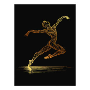 Impression Photo Golden Line Art Ballet Dancer Illustration élégant
