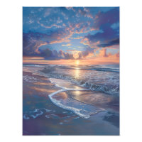 Golden Sunset Serenity - Tranquille Beach Wall Art