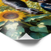 Impression Photo Gorille Ape Dans Un Champ De Tournesol (Coin)