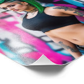 Impression Photo Graffiti asiatique de belle poils verts tatoués pu (Coin)