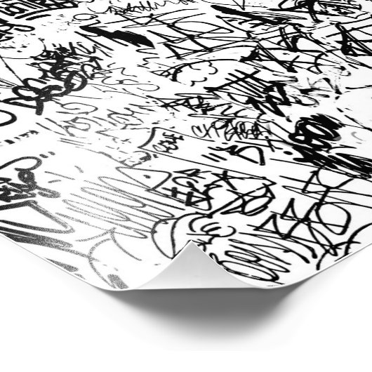 Impression Photo Graffiti noir et blanc Collage Abstrait (Coin)