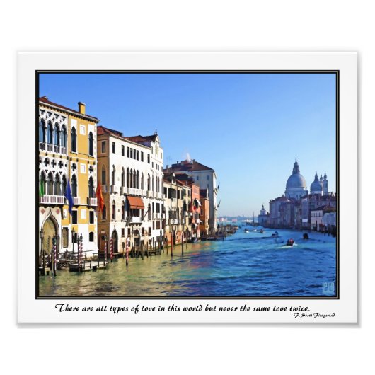 Impression Photo Grand Canal de Venise avec citation d'amour (Devant)