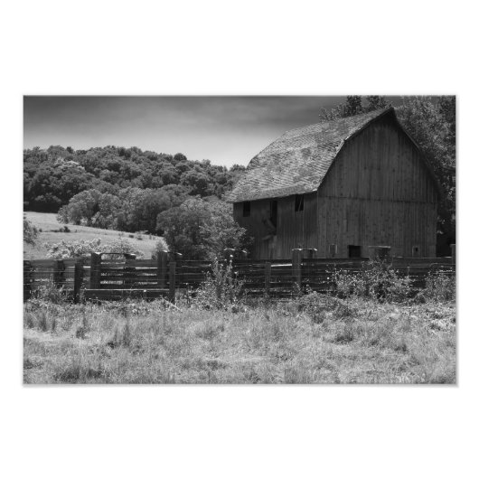 Impression Photo Grange rustique noire et blanche (Devant)