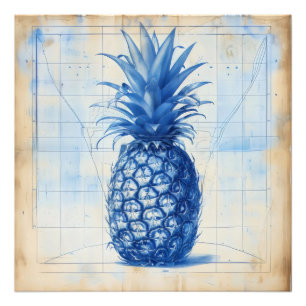 Impression Photo Graphe d'ananas bleu