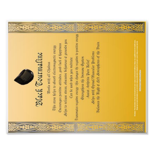 Impression Photo Graphique des propriétés de tourmaline noire (Devant)