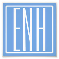 Gras moderne 3 initiales Monogramme | Bleu doux