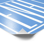 Impression Photo Gras moderne 3 initiales Monogramme | Bleu doux (Coin)