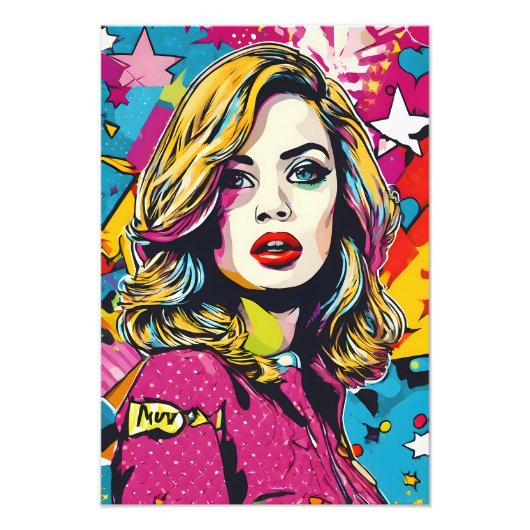 Impression Photo Gras Retro Pop Art Portrait (Devant)