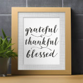 Impression Photo Grateful Thankful Blessé Script rustique