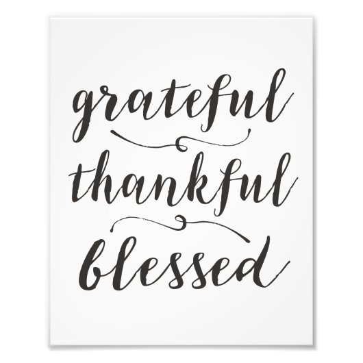 Impression Photo Grateful Thankful Blessé Script rustique (Devant)