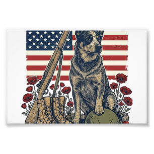Impression Photo Gravure Vintage Mémorial Patriotique Blue Heeler S