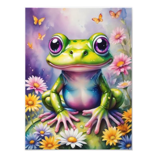 Impression Photo Grenouille Avec Art numérique Fleur (Devant)