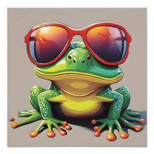 Impression Photo Grenouille drôle avec lunettes de soleil