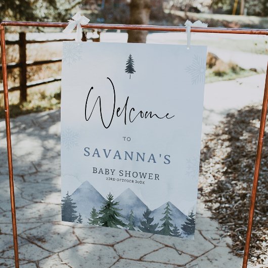 Impression Photo Grey Wilderness Winter Baby Shower Welcome Sign