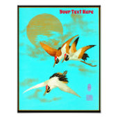 Impression Photo Grue de trois sarus devant la lune (Devant)