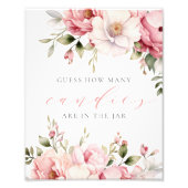 Impression Photo Guess How Many Candies Pink Baby Shower Sign (Devant)