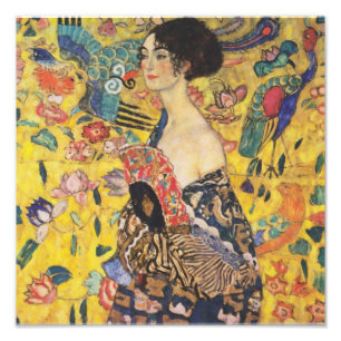 Impression Photo Gustav Klimt Lady With Fan Art Nouveau Painting