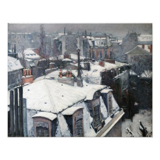 Impression Photo Gustave Caillebotte - Toits dans la neige (Devant)