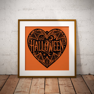 Impression Photo Halloween Cœur, Cœur Noir en forme, Vacances