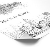 Impression Photo Hand Drawn City Skyline | Black and White Urban (Coin)